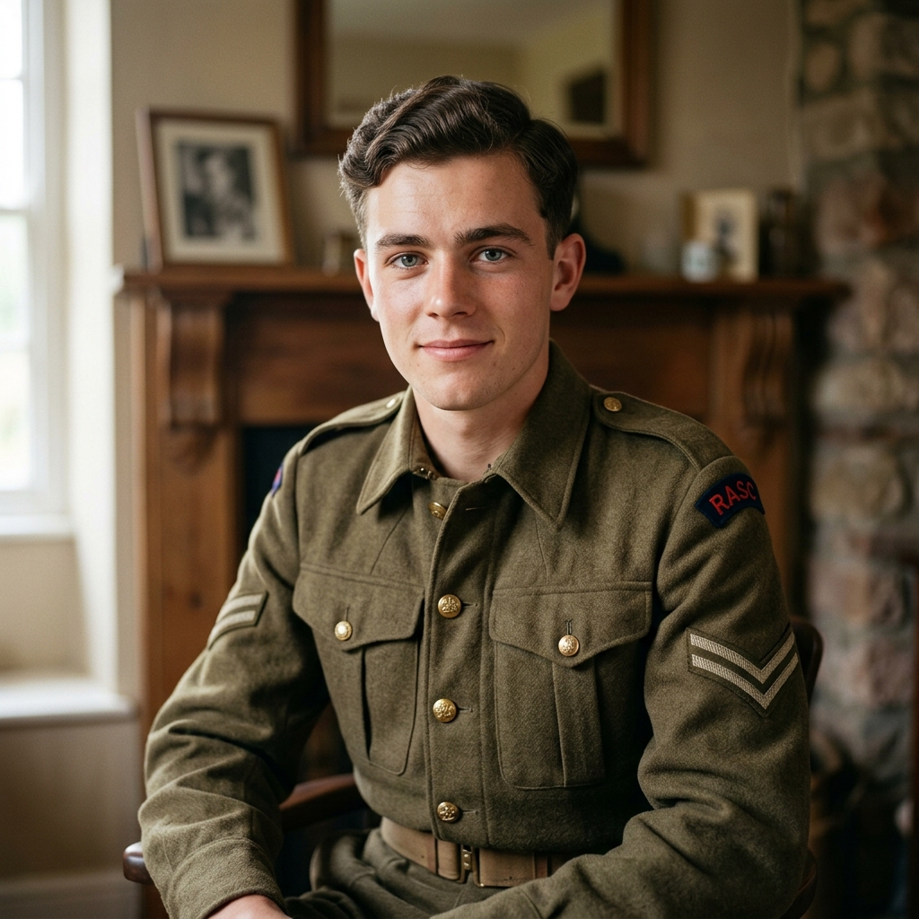 Restored 1945 soldier portrait